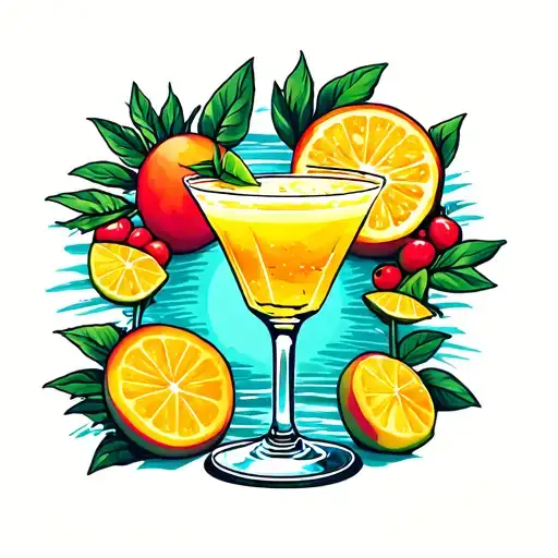 mango margarita glass tattoo design idea
