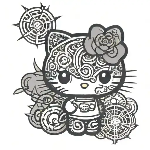 hello kitty black metal tattoo design idea