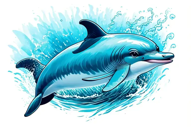 cute dolphin jumping tattoo design idea