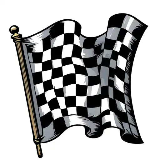 checker flag waving tattoo design idea