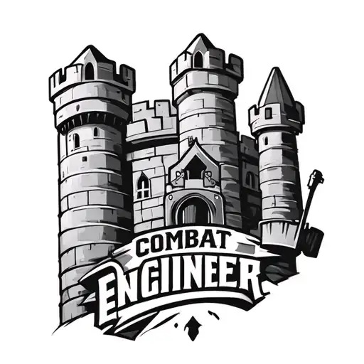 "Combat Engineer" engineer castle with army logo incorporated tattoo design idea