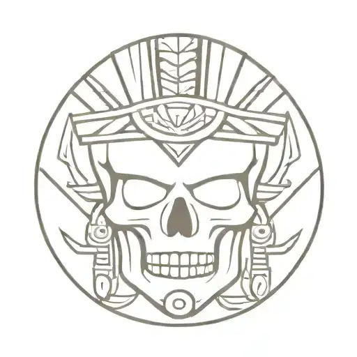 aztec skull warrior tattoo design idea