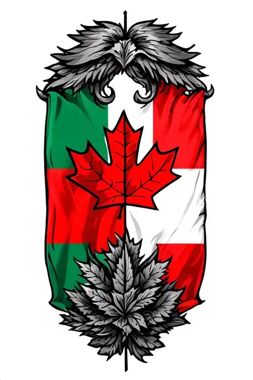 hungarian and canadian mixed flag intertwined representing tattoo design idea