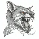 evil wolf bite tattoo design idea