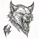 evil wolf bite tattoo design idea