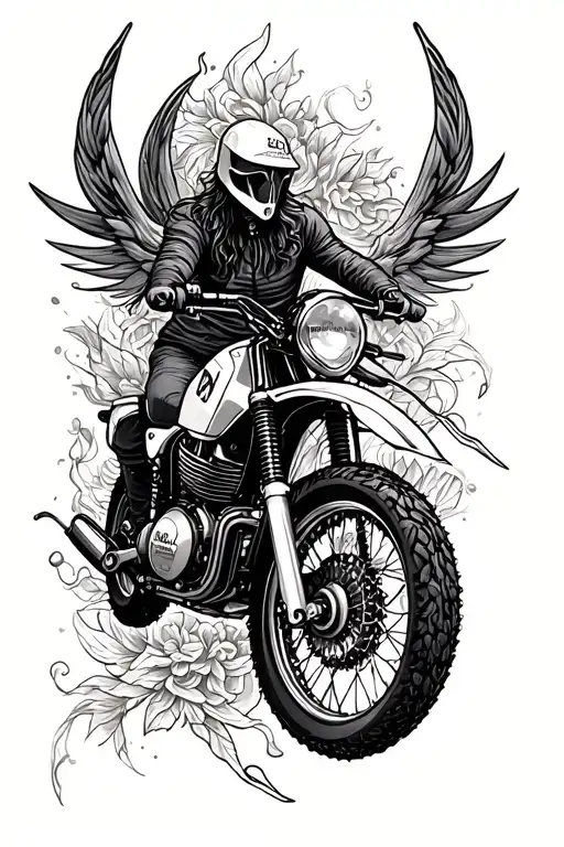 Sagittarius sign. dirt bike & Jamison whiskey intertwined tattoo design idea