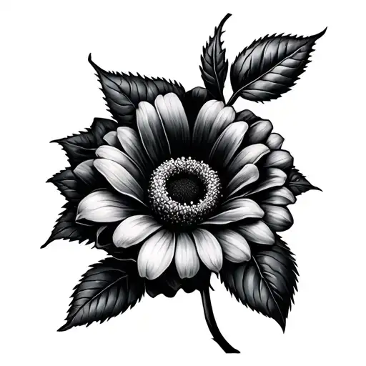 painted daisy and rose tattoo design idea