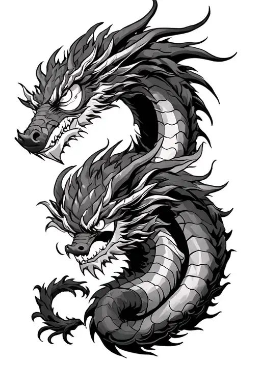 luffy and kaido dragon form tattoo design idea
