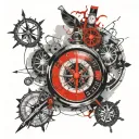 compass and clock  tattoo design idea