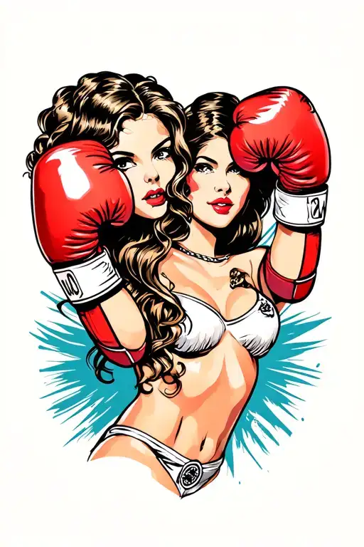 sexy girl boxing gloves tattoo design idea
