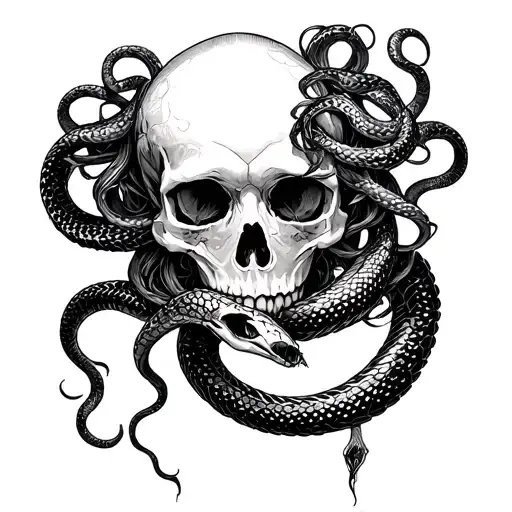 Medusa dark romance skulled snakes meaningful tattoo design idea