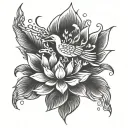 phoenix and lotus flower blooming tattoo design idea