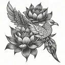 phoenix and lotus flower blooming tattoo design idea
