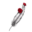 feather and a red carnation tattoo design idea