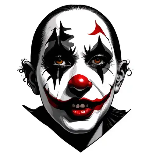 killer clown woman tattoo design idea