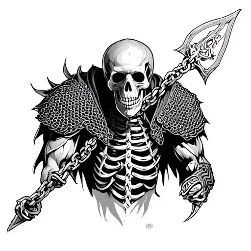 Chain Mail skeleton warrior tattoo design idea