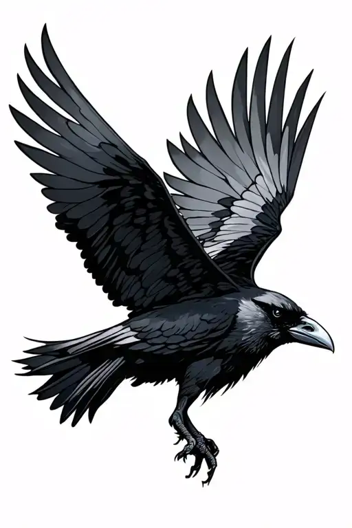 raven flying tattoo design idea