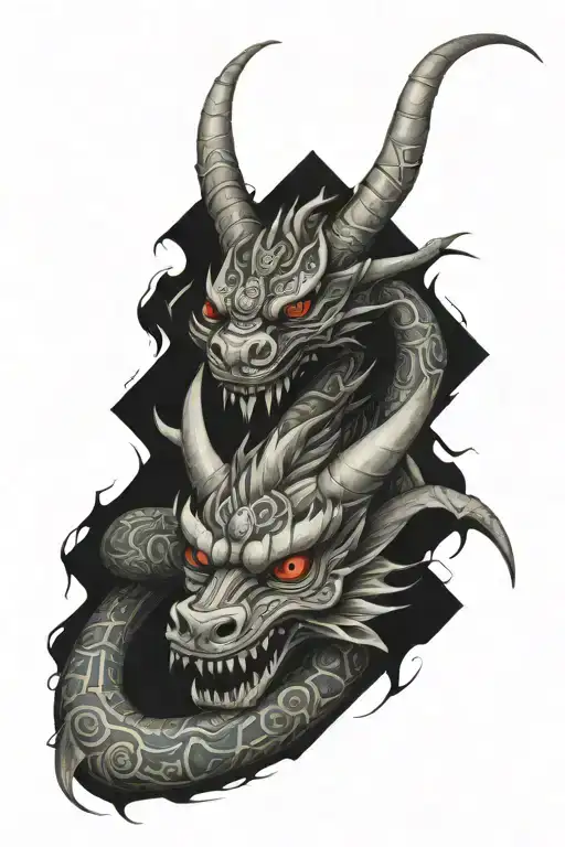 Aztec dragon wrapping around cross tattoo tattoo design idea