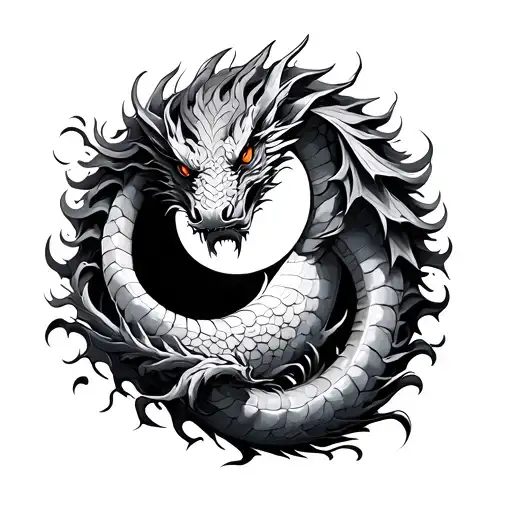 dragon and scorpoi yin and yang style tattoo design idea