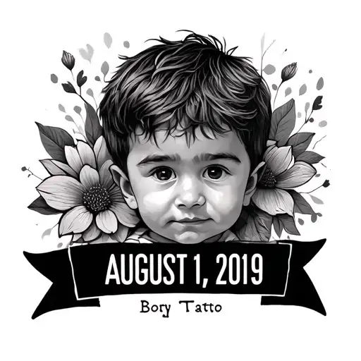 Child's date of birth, boy, August 11, 2019 tattoo design idea