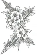cool kampilan sword and sampaguita flower tattoo stencil for arm tattoo design idea