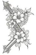 cool kampilan sword and sampaguita flower tattoo stencil for arm tattoo design idea
