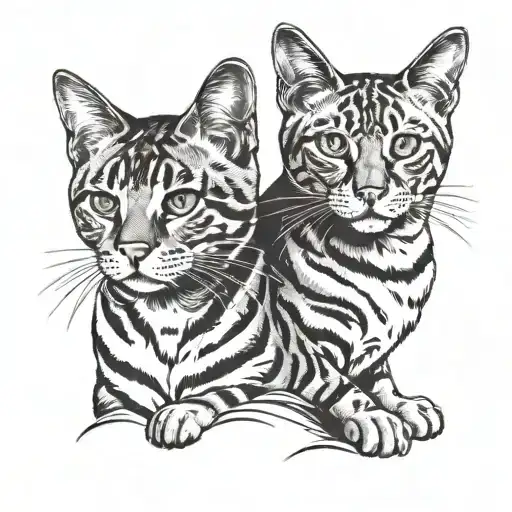 two bengal cats very minimalistic but artsy tattoo design idea