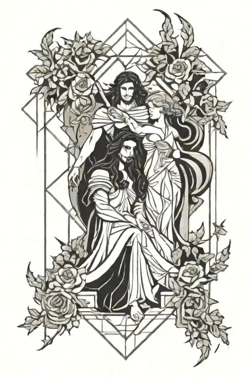 Hades and Persephone in the underworld tattoo design idea