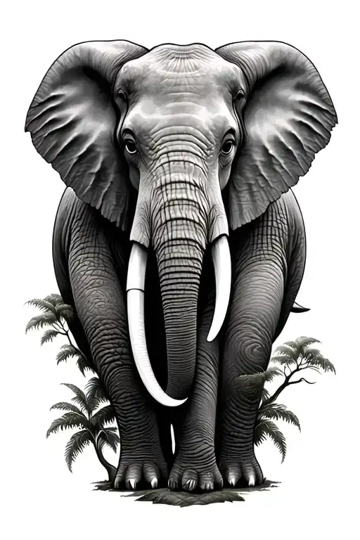 elephant and tree tattoo design idea