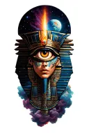 Space Theme With Cosmic Dust Clouds  Technology with Egyptian And Inka Symbolism And all seing eye tatto tattoo design idea