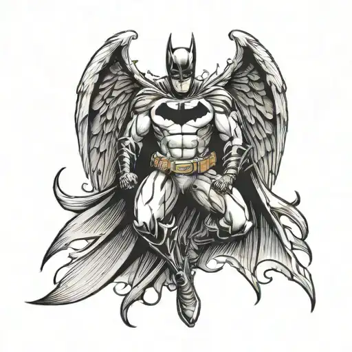 Batman with angel wings spread tattoo design idea