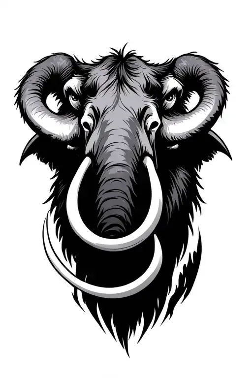 black mammoth head tattoo design idea