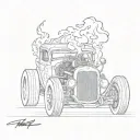 hot rod with flames  tattoo design idea