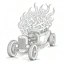hot rod with flames  tattoo design idea