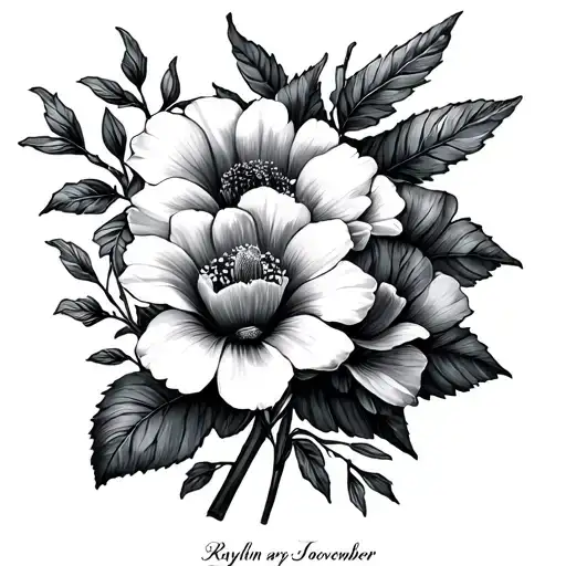 birth flowers January(Raylin),January(Waylon),November(Grayson) tattoo design idea