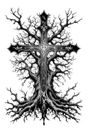 poison tree with cross tattoo design idea