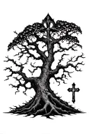 poison tree with cross tattoo design idea