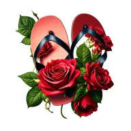 flip flop with rose wrapped tattoo design idea