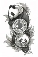 panda, yin yang symbol tattoo design idea