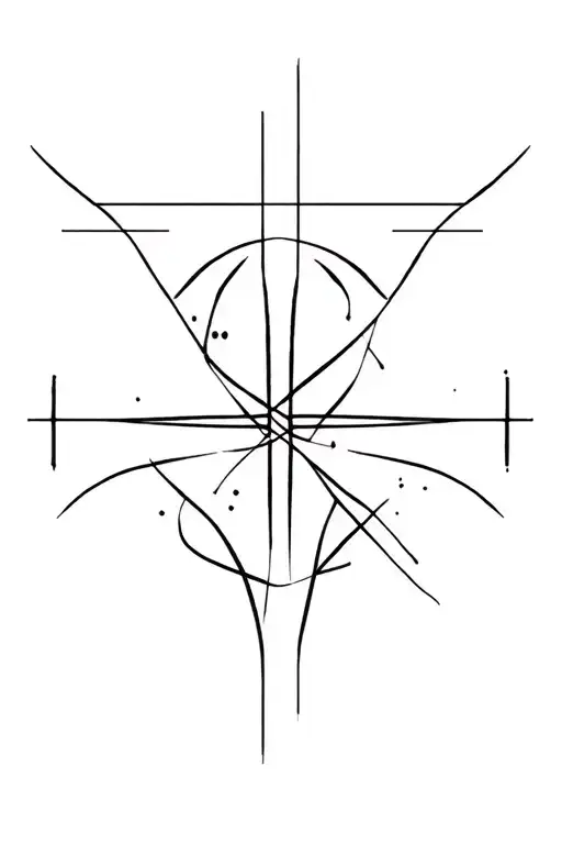 cyber sigilism cross intertwined tattoo design idea