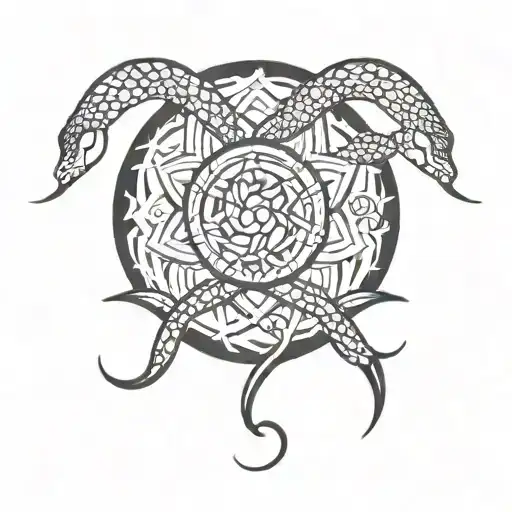 snake mandala tattoo design idea