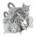 samurai and tiger head tattoo design idea