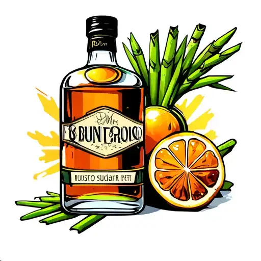 Rum Bottle and sugar cane tattoo design idea