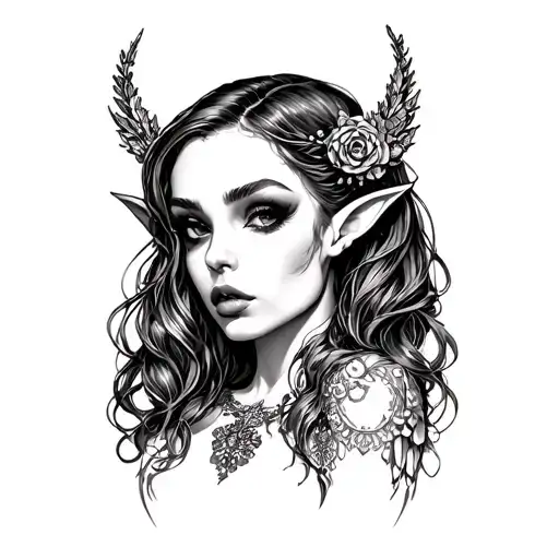 FEMdom, BDSM, Pegging, Elf, Psychedelic, implicit in the image tattoo design idea