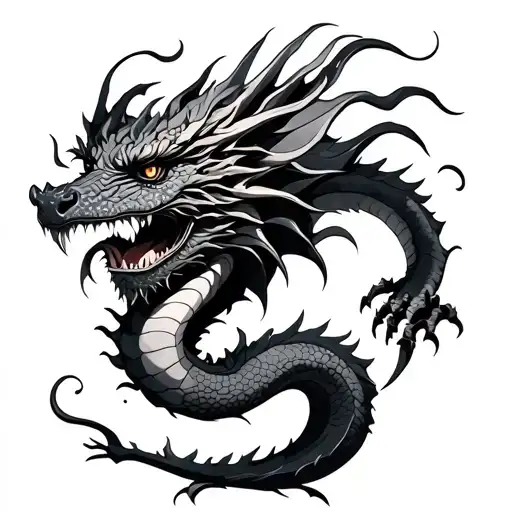 Fine Line Dragon tattoo design idea