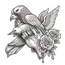 praying hand with doves and roses and rosary wrapped tattoo design idea
