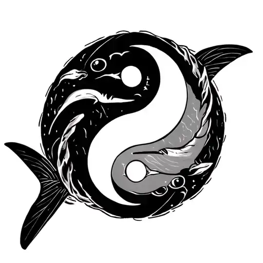 Yin Yang shark swimming tattoo design idea