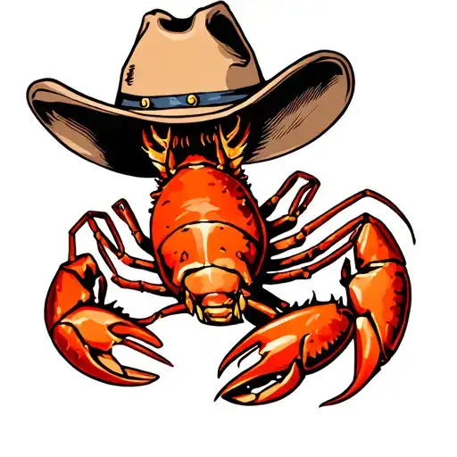 crawfish wearing a cowboy hat tattoo design idea