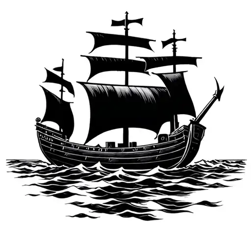 viking ship from the front. very basic tattoo design. even more simple and forward facing tattoo design idea