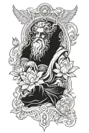 Zeus and lotus tattoo design idea